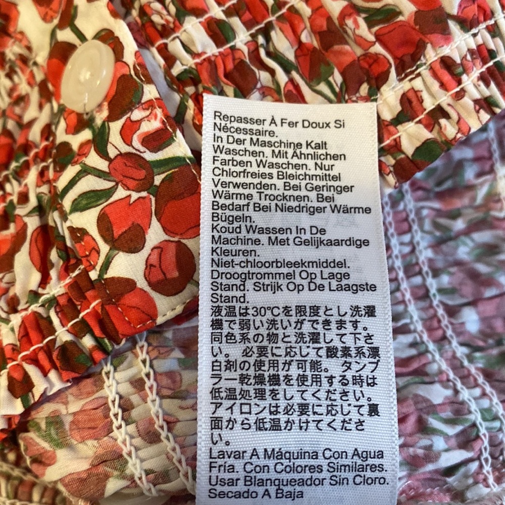 J Crew Smocked Button-up Shirt in Liberty Eliza's Red Fabric Large runs small - Picture 12 of 12